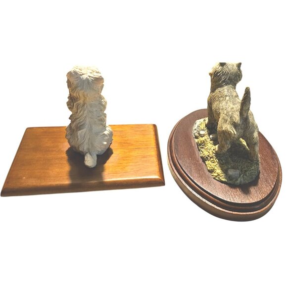 2 Northumbria Collection Carin Terrier Figurines On Wooden Bases Handmade In Eng - Picture 8 of 10